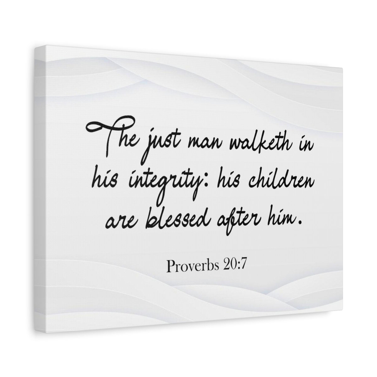 Scripture Canvas Father Proverbs 20:7 Christian Wall Art Bible Verse Print Ready to Hang