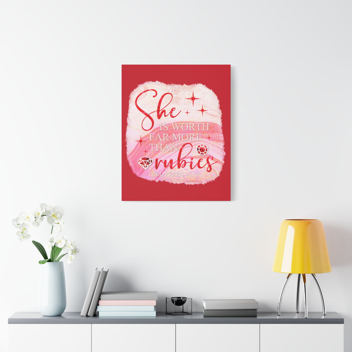 Scripture Walls Rubies Proverbs 31:10 Bible Verse Canvas Christian Wall Art Ready to Hang Unframed