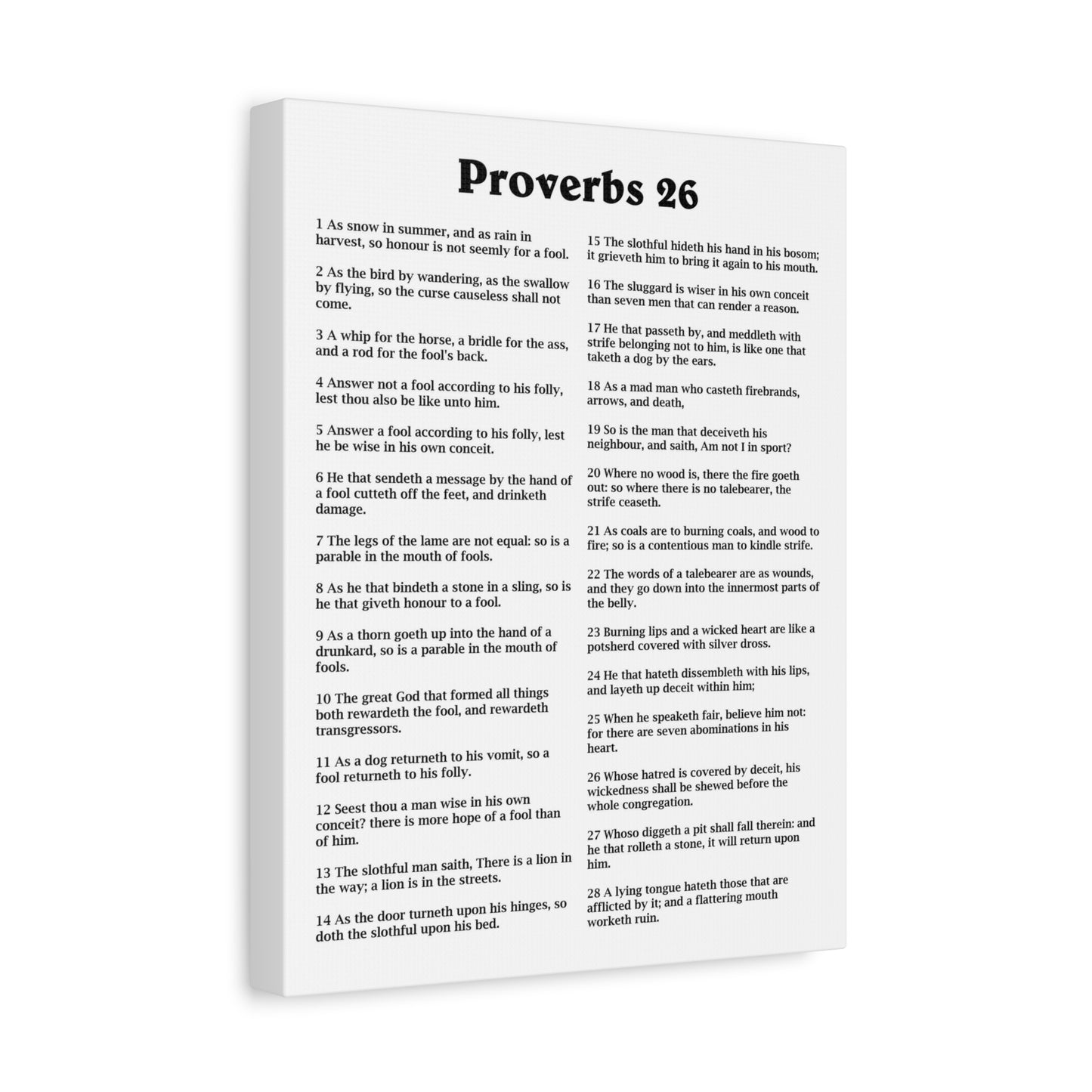 Scripture Walls Proverbs Chapter 26 White Bible Canvas Christian Wall Art Ready to Hang Unframed