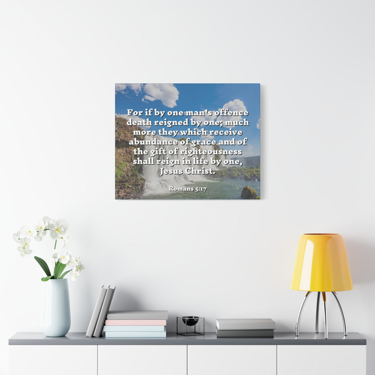 Scripture Canvas Gift Of Righteousness Romans 5:17 Christian Wall Art Bible Verse Print Ready to Hang