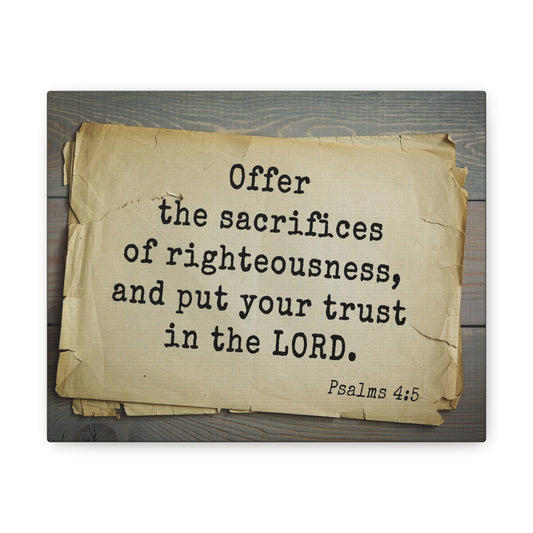 Trust In The Lord Psalms 4:5 Bible Verse Canvas Christian Wall Art Bible Verse Print Ready To Hang