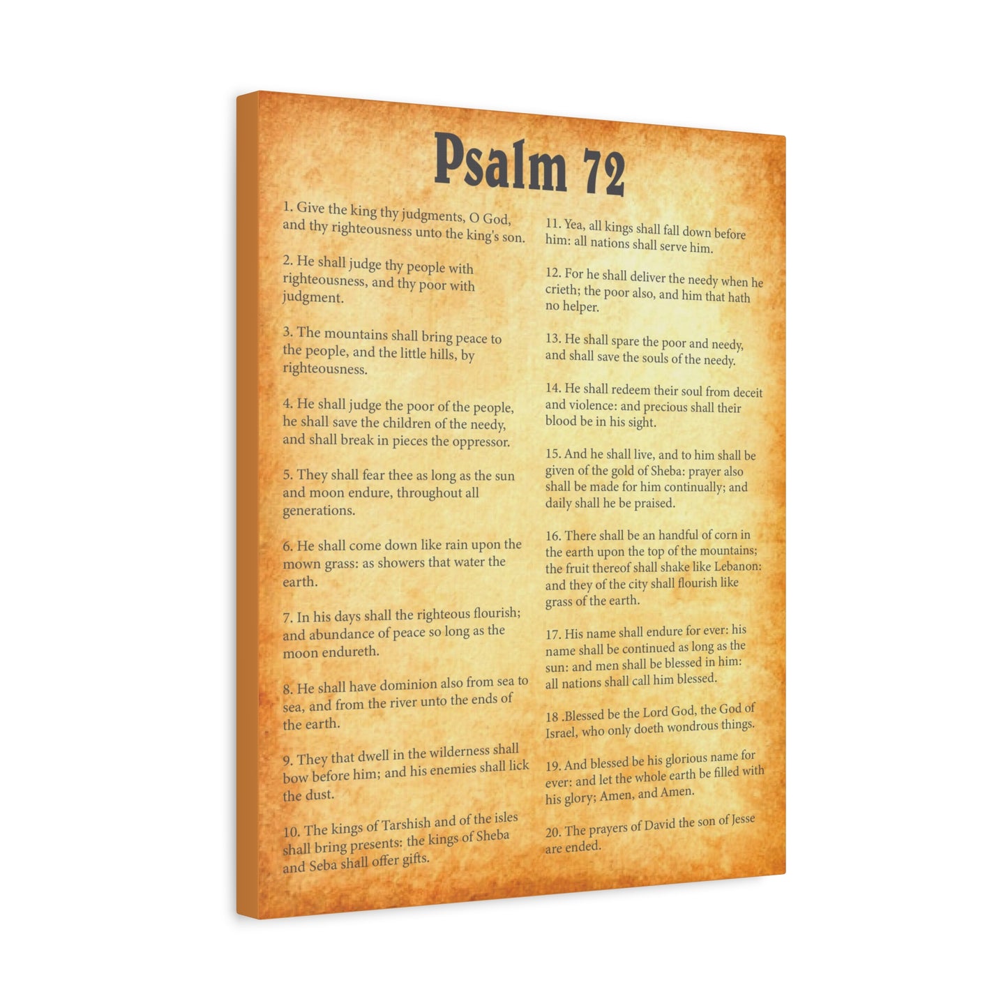 Scripture Walls Psalm 72 Gold Bible Chapter Canvas Christian Wall Art Ready to Hang