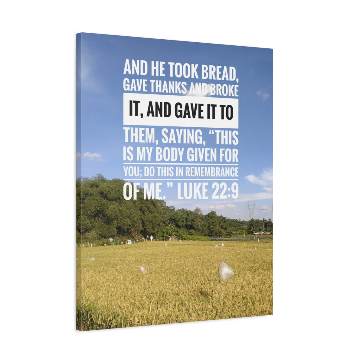 Scripture Canvas Gave Thanks Luke 22:9 Christian Wall Art Bible Verse Print Ready to Hang