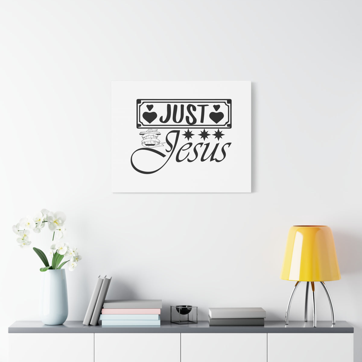 Scripture Canvas Just Jesus John 14:6 Four Hearts Christian Wall Art Bible Verse Print Ready to Hang