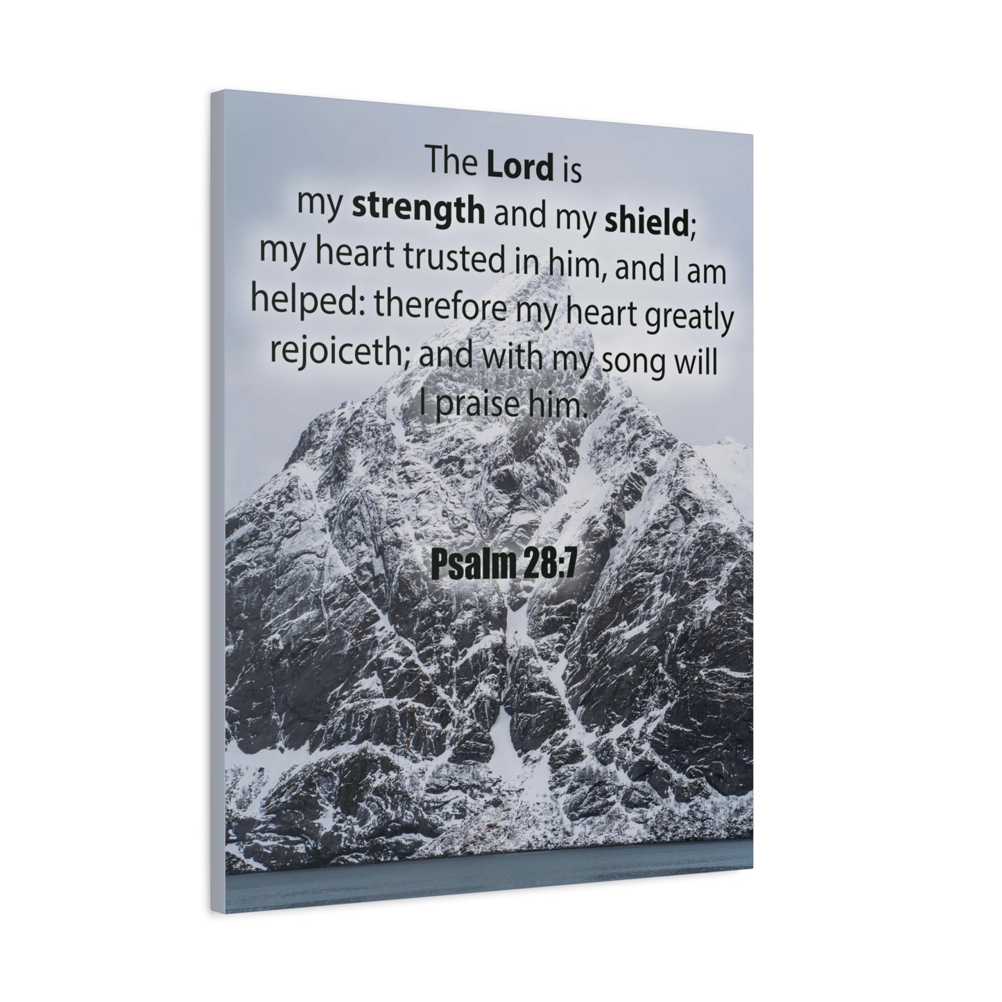 Bible Verse CanvasThe Lord is My Strength and Shield Psalm 28:7 Christian Home Decor Scripture Art