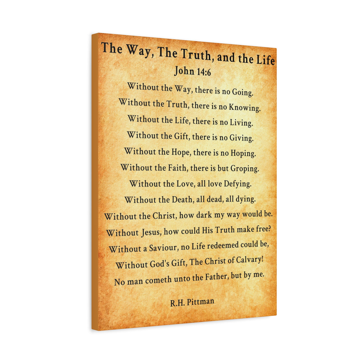 Scripture Walls Way Truth Life John 14:6 Gold Bible Verse Canvas Christian Wall Art Ready to Hang Unframed