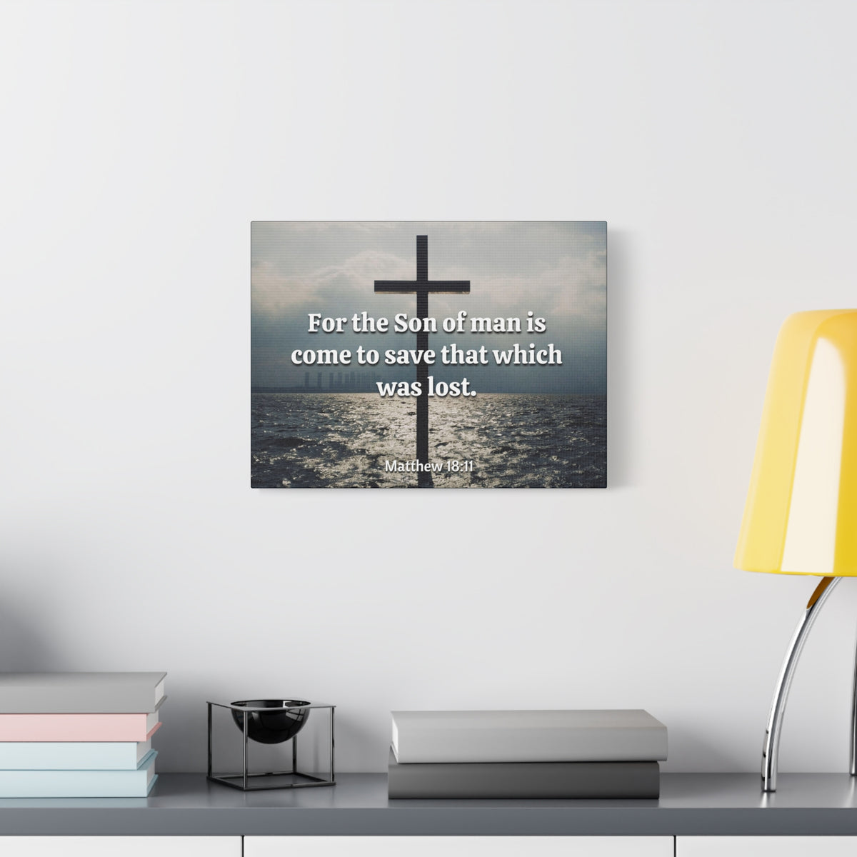 Scripture Canvas Christ Saves Matthew 18:11 Christian Wall Art Bible Verse Print Ready to Hang