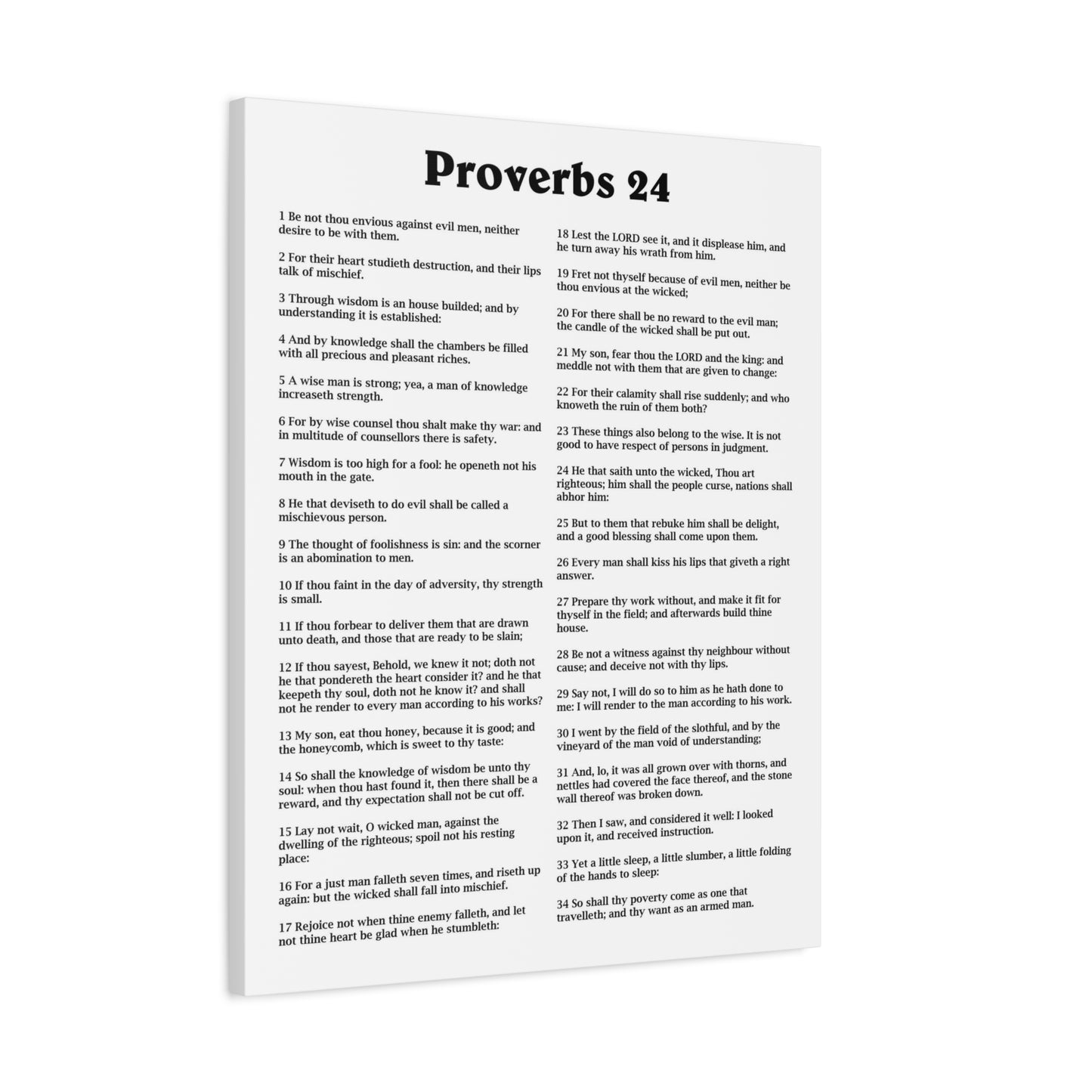 Scripture Walls Proverbs Chapter 24 White Bible Canvas Christian Wall Art Ready to Hang Unframed