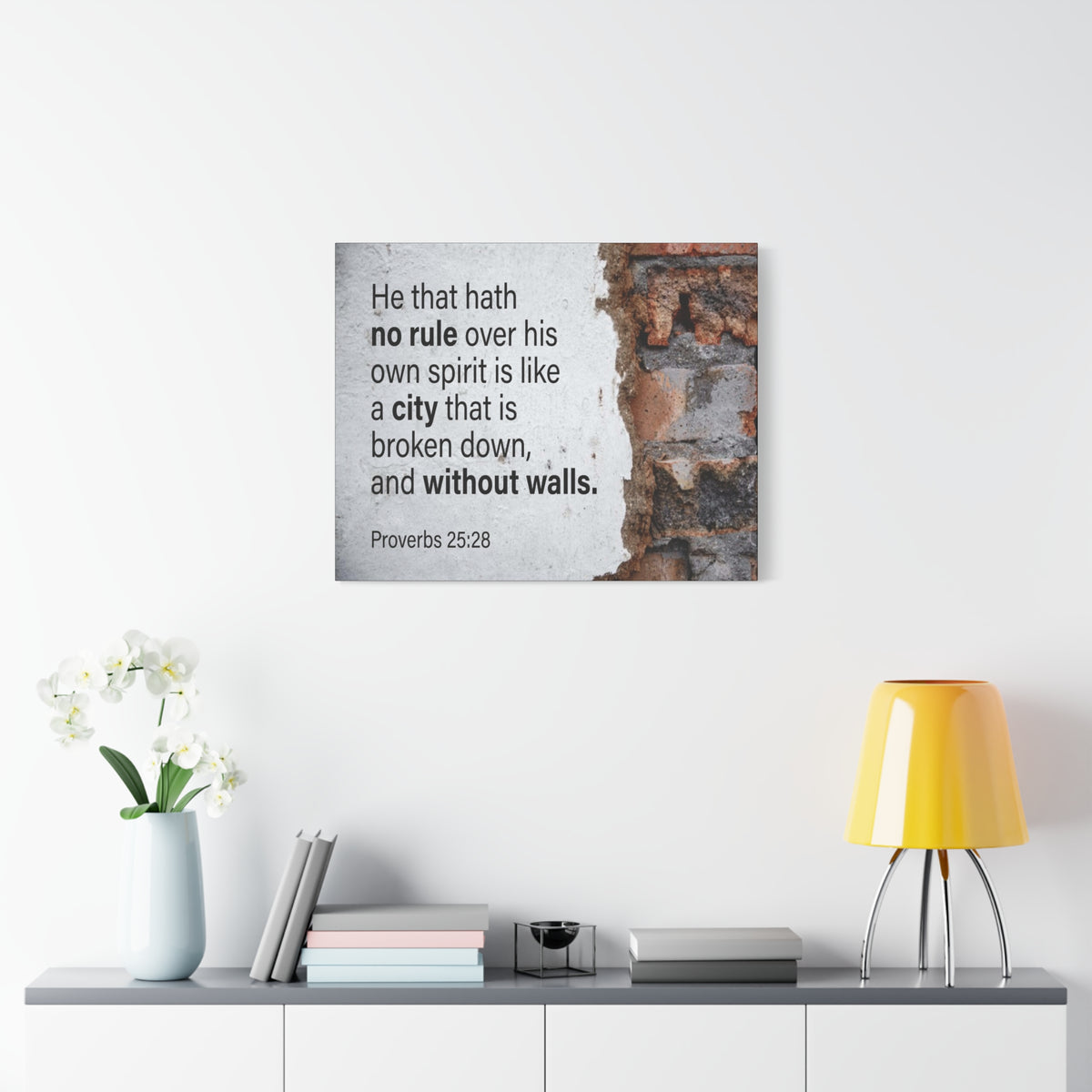 Scripture Canvas No Rule Without Walls Proverbs 25:28 Christian Wall Art Bible Verse Print Ready to Hang