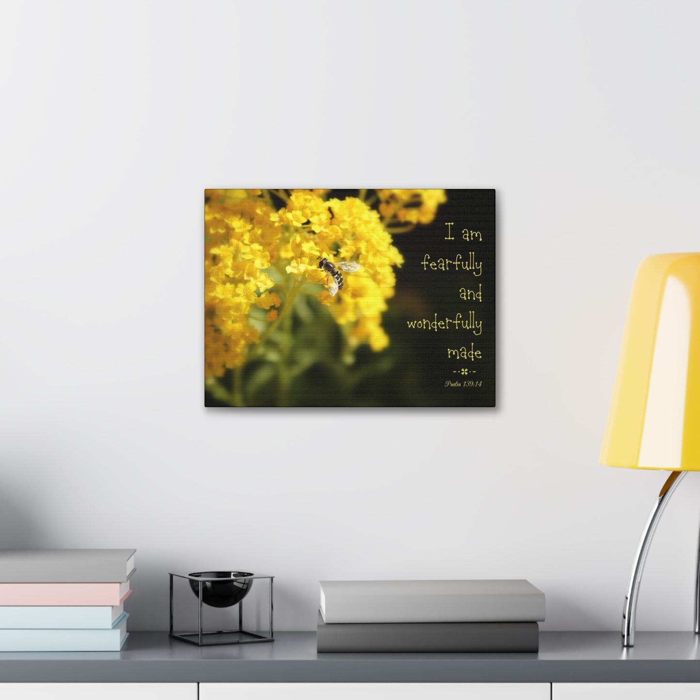 Wonderfully Made Psalm 139:14 Bee Bible Verse Canvas Christian Wall Art Ready to Hang
