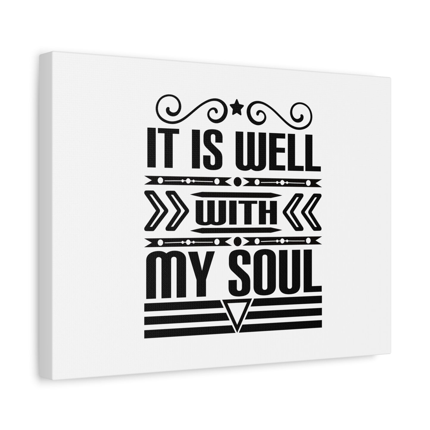 Scripture Canvas It Is Well With My Soul Psalm 42:7 Arrow Black Christian Wall Art Bible Verse Print Ready to Hang