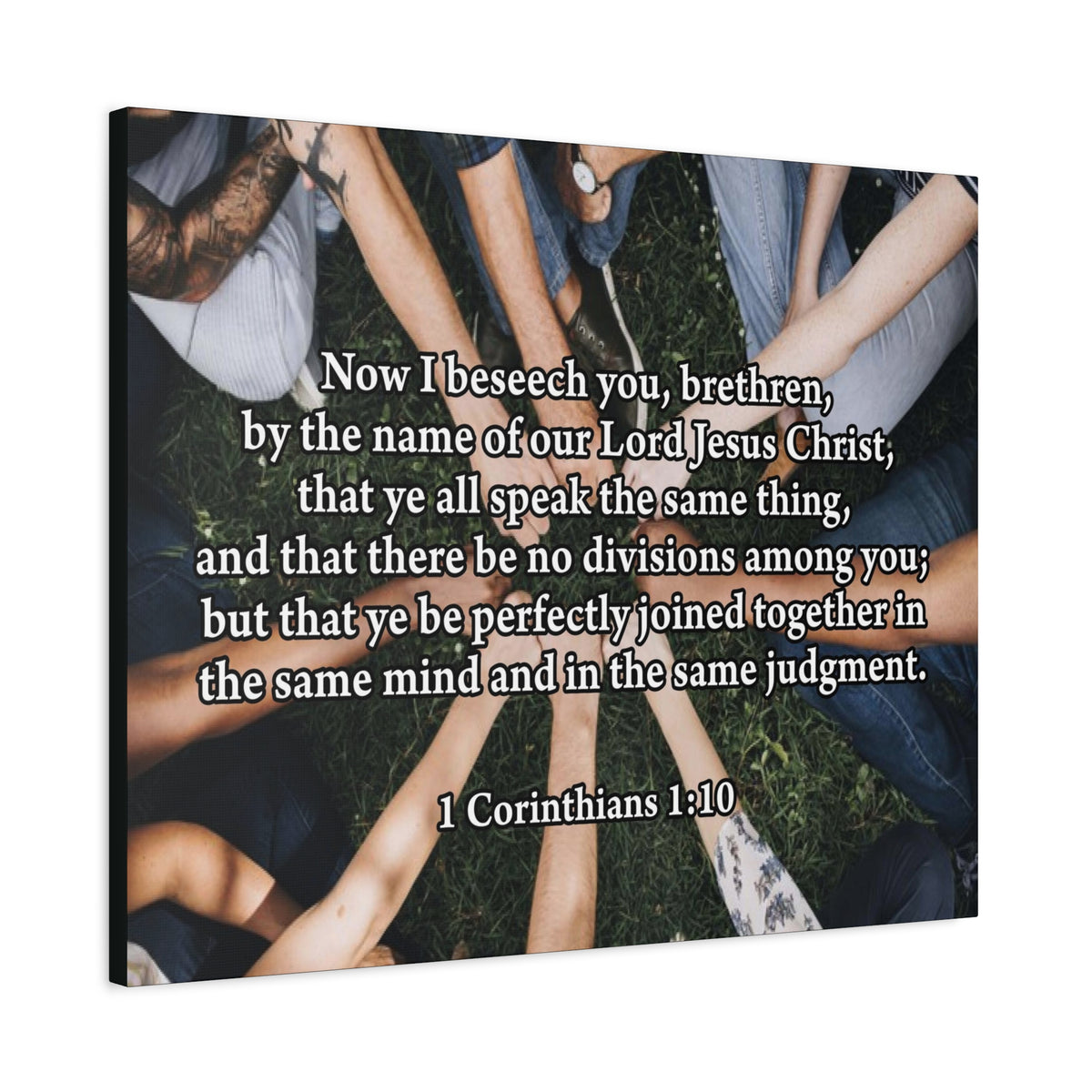 Scripture Canvas Now I Beseech You 1 Corinthians 1:10 Christian Wall Art Bible Verse Print Ready to Hang