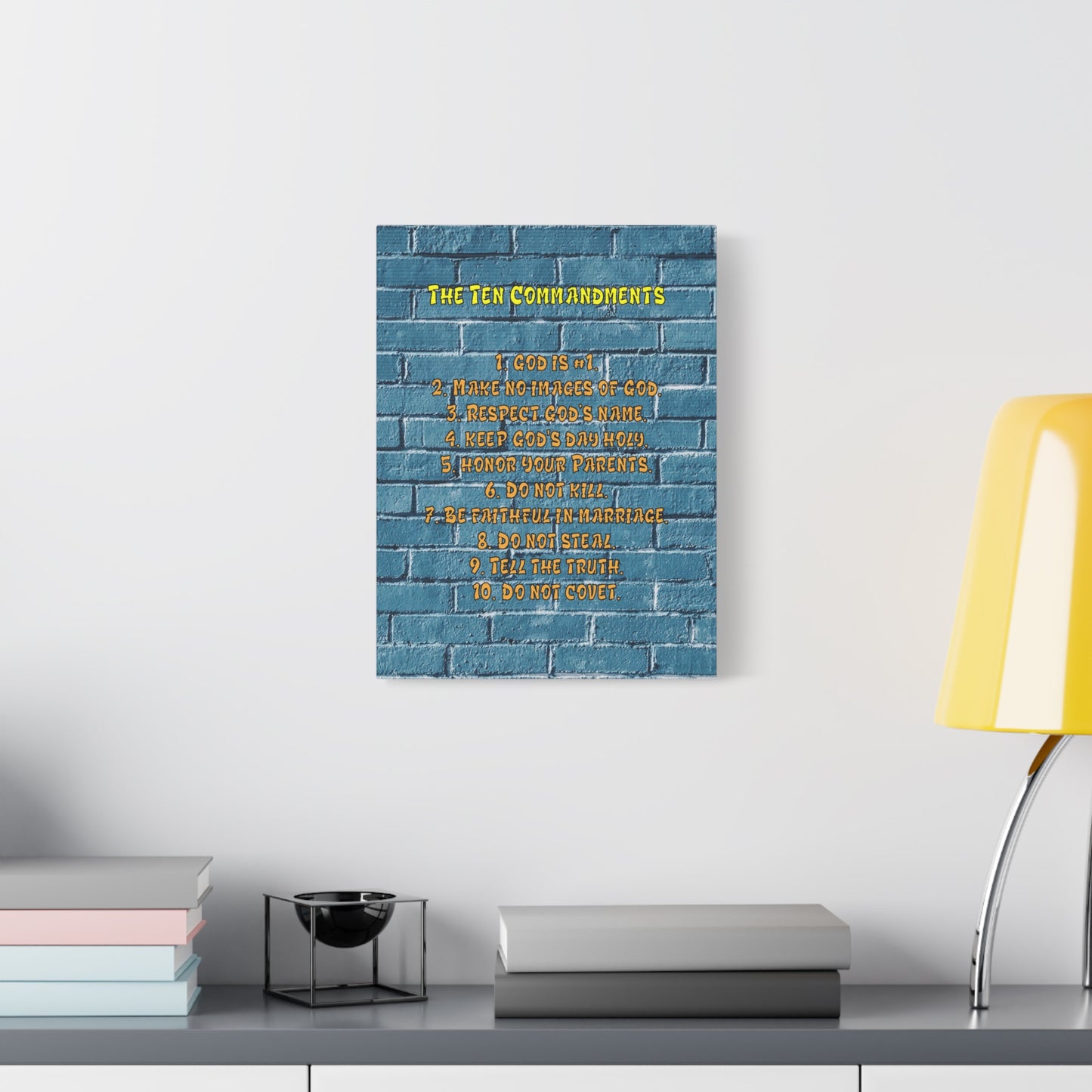 Scripture Canvas 10 Commandments For Kids Brick Wall Christian Wall Art Print Ready to Hang