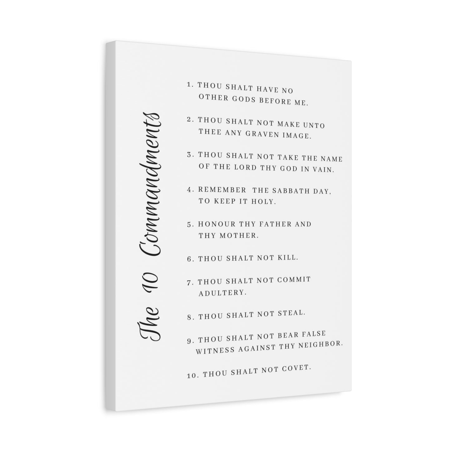 Scripture Canvas 10 Commandments White Side Christian Wall Art Print Ready to Hang