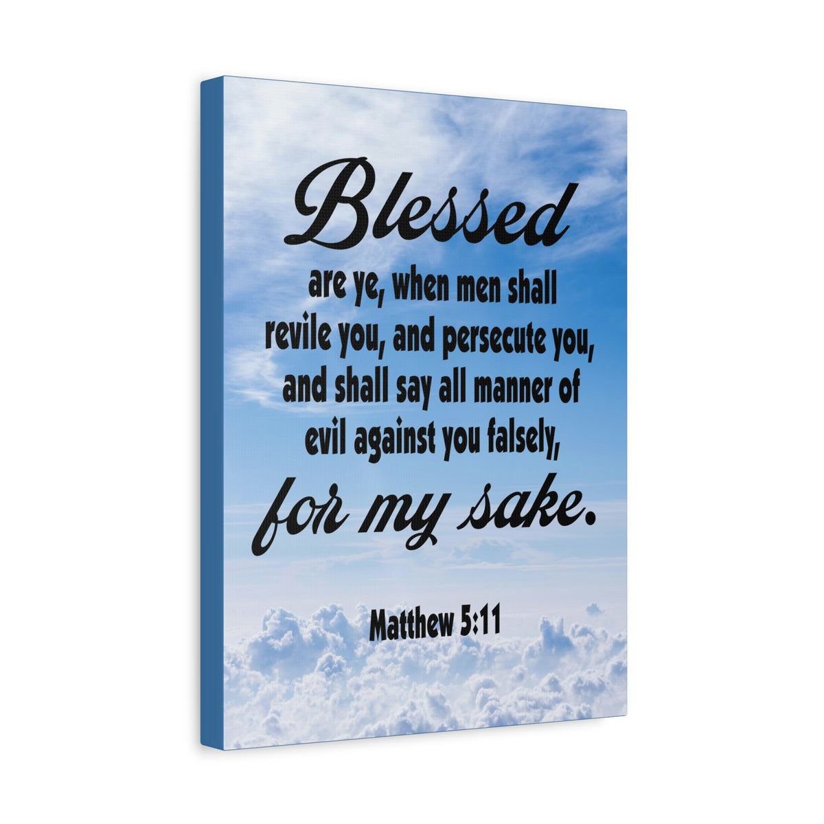 Scripture Canvas Blessed For My Sake Matthew 5:11 Christian Wall Art Bible Verse Print Ready to Hang