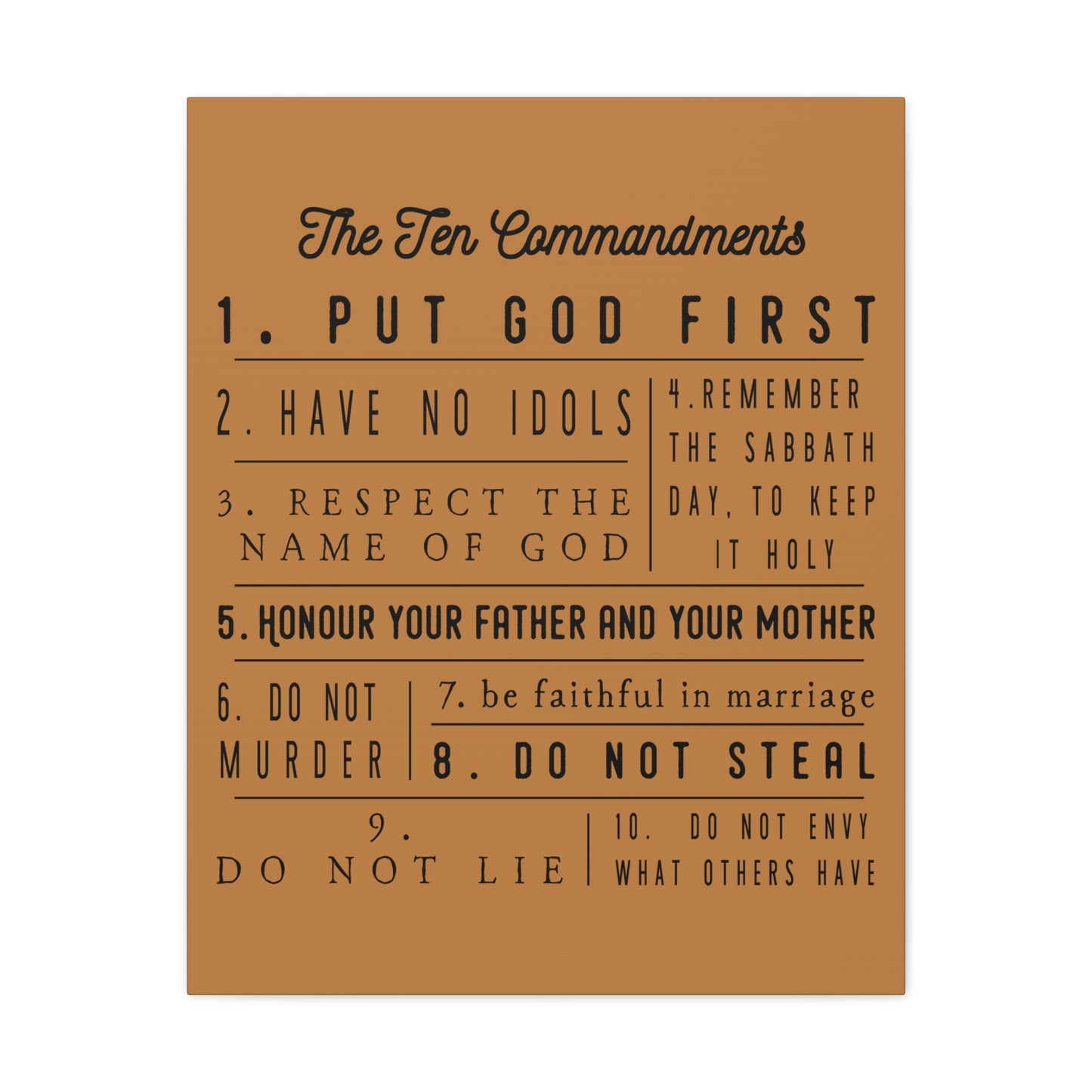 Ten Commandments Exodus 20:2Ã¢ÂÂ17 Christian Wall Art Print Ready to Hang