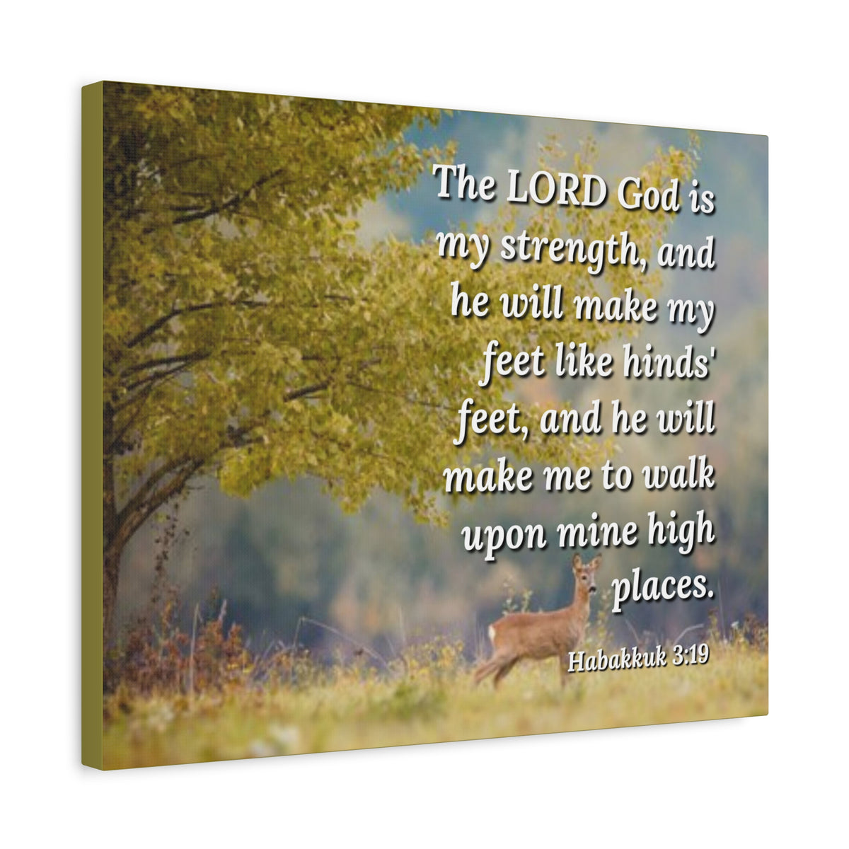 Scripture Canvas My Strength Habakkuk 3:19 Christian Wall Art Bible Verse Print Ready to Hang