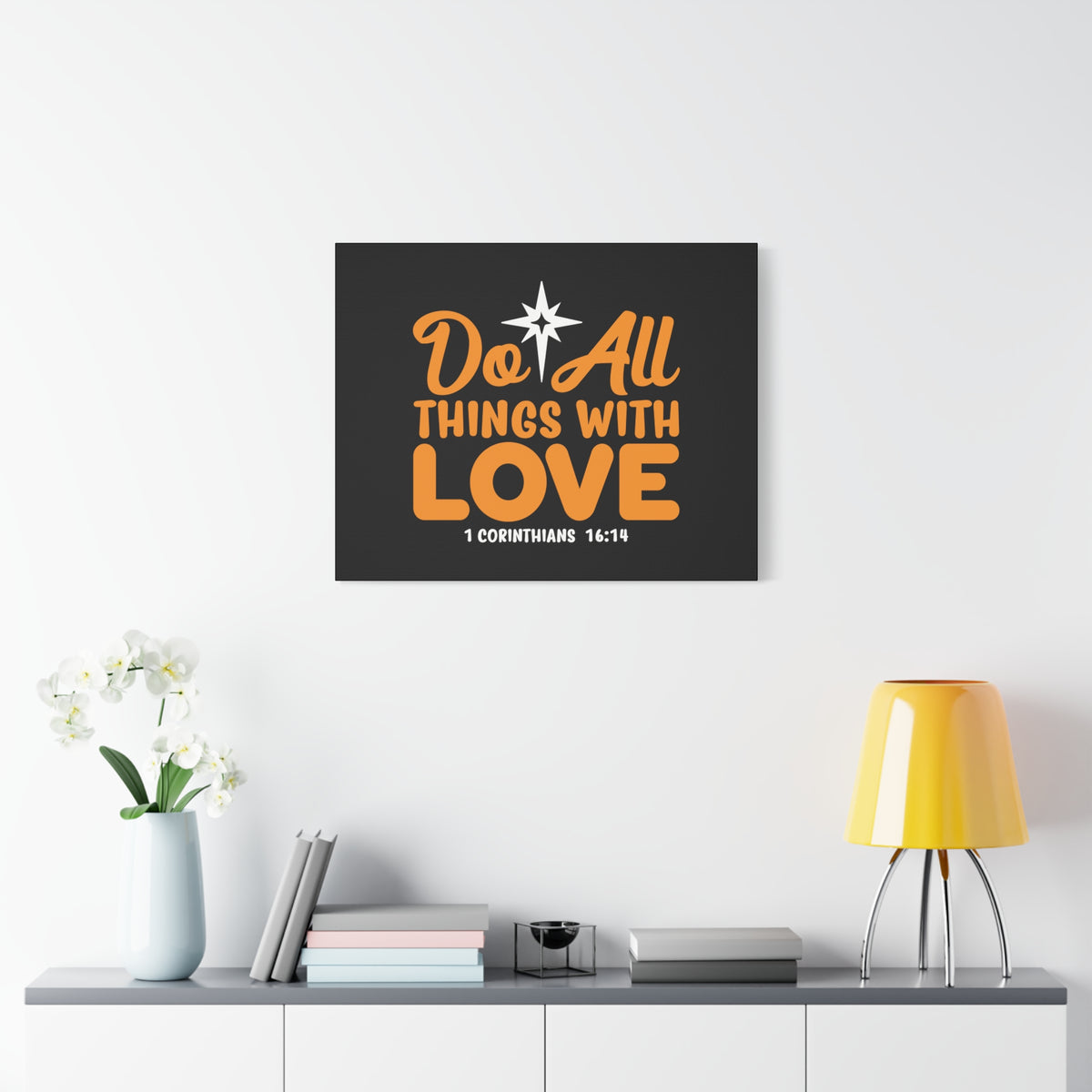 Scripture Canvas Do All Things With Love 1 Corinthians 16:14 Christian Wall Art Bible Verse Print Ready to Hang