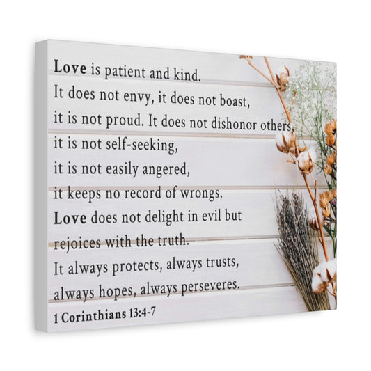 Scripture Walls Love is 1 Corinthians 13:4-7 Bible Verse Canvas Christian Wall Art Ready to Hang Unframed