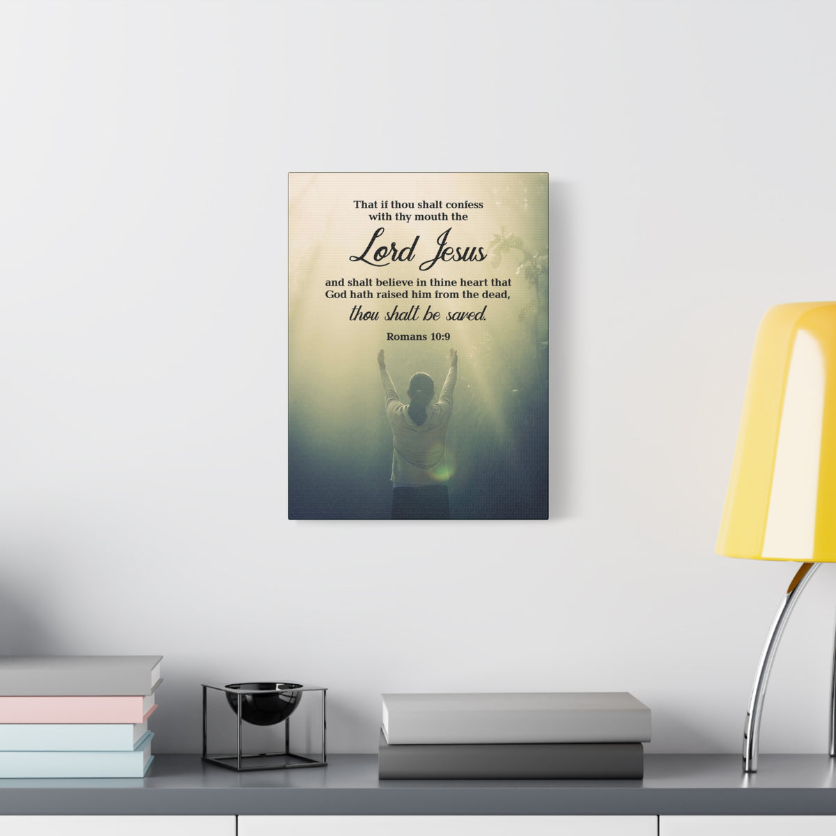 Scripture Canvas Confess With Your Mouth Romans 10:9 Christian Wall Art Bible Verse Print Ready to Hang