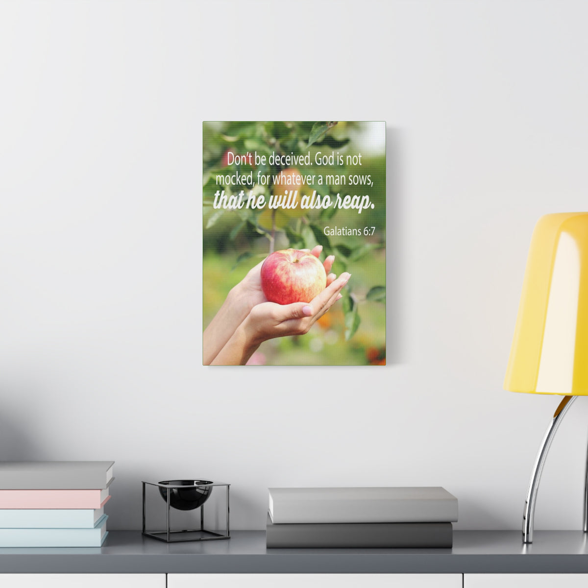 Scripture Canvas Man Reaps What He Sows Galatians 6:7 Christian Wall Art Bible Verse Print Ready to Hang