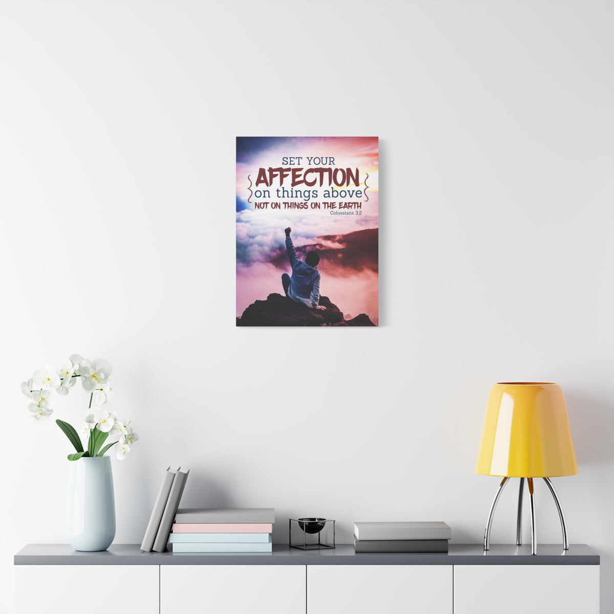 Scripture Canvas Set Your Affection Colossians 3:2 Christian Wall Art Bible Verse Print Ready to Hang