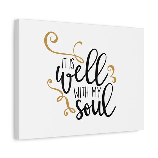 Scripture Canvas It Is Well With My Soul Psalm 42:7 White Christian Wall Art Bible Verse Print Ready to Hang