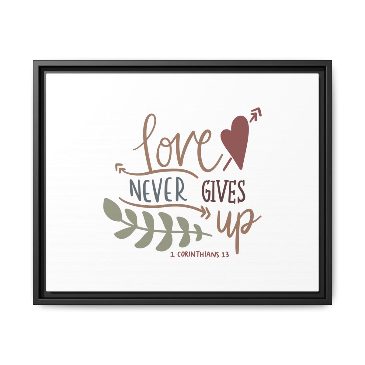 Scripture Canvas Love Never Gives Up 1 Corinthians 13 Christian Wall Art Bible Verse Print Ready to Hang