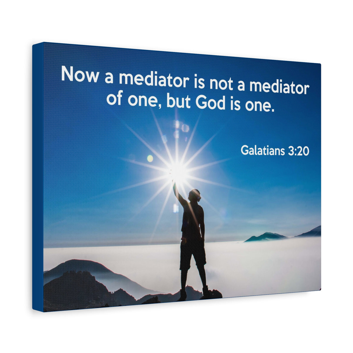 Scripture Canvas God is One Galatians 3:20 Christian Wall Art Bible Verse Print Ready to Hang