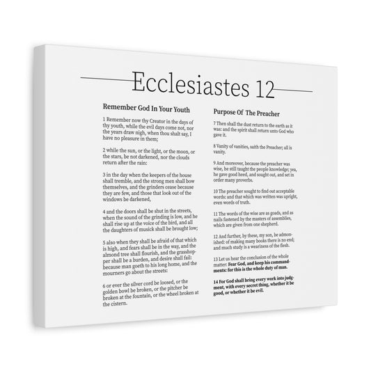 Scripture Canvas His Commandments Ecclesiastes 12 Christian Wall Art Bible Verse Print Ready to Hang