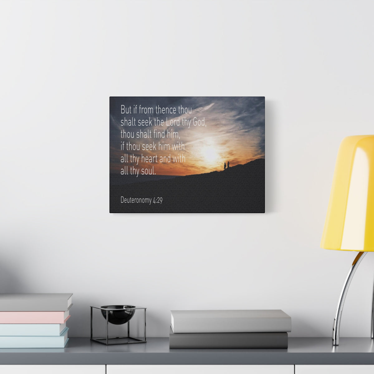 Scripture Canvas Lord Thy God Deuteronomy 4:29 Christian Wall Art Bible Verse Print Ready to Hang