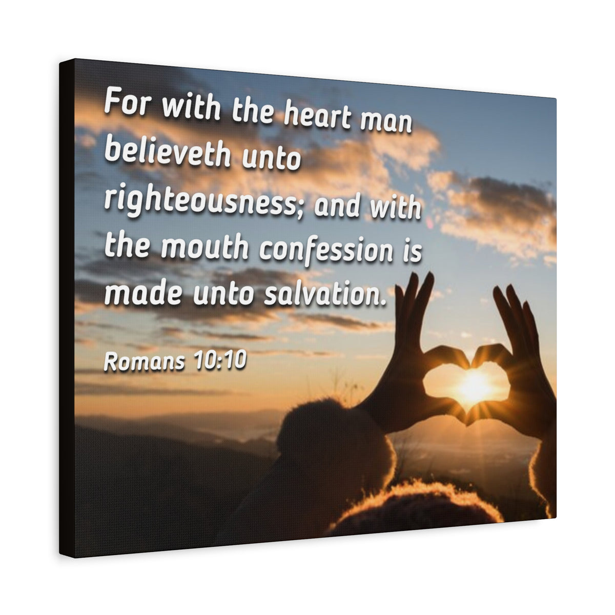 Scripture Canvas Believeth Unto Righteousness Romans 10:10 Christian Wall Art Bible Verse Print Ready to Hang