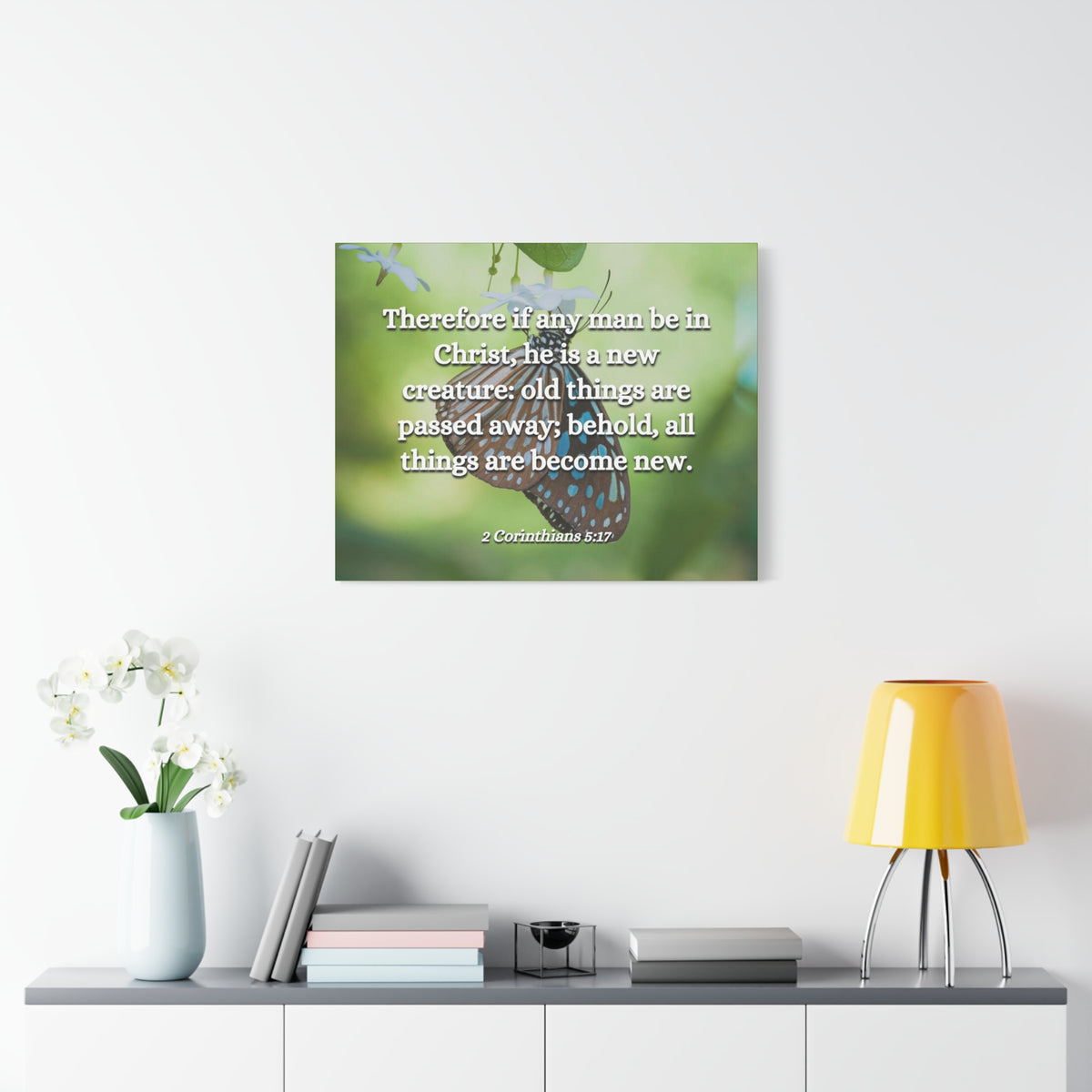 Scripture Canvas New Creature 2 Corinthians 5:17 Christian Wall Art Bible Verse Print Ready to Hang