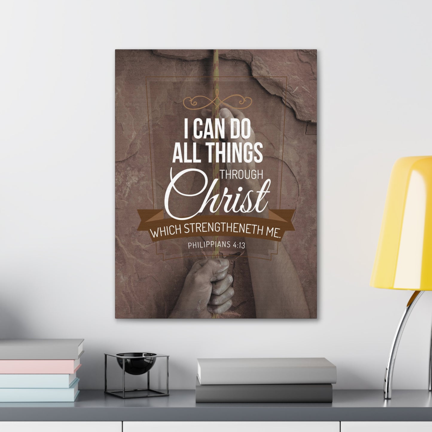 Through Christ Philippians 4:13 Christian Wall Art Bible Verse Print Ready to Hang