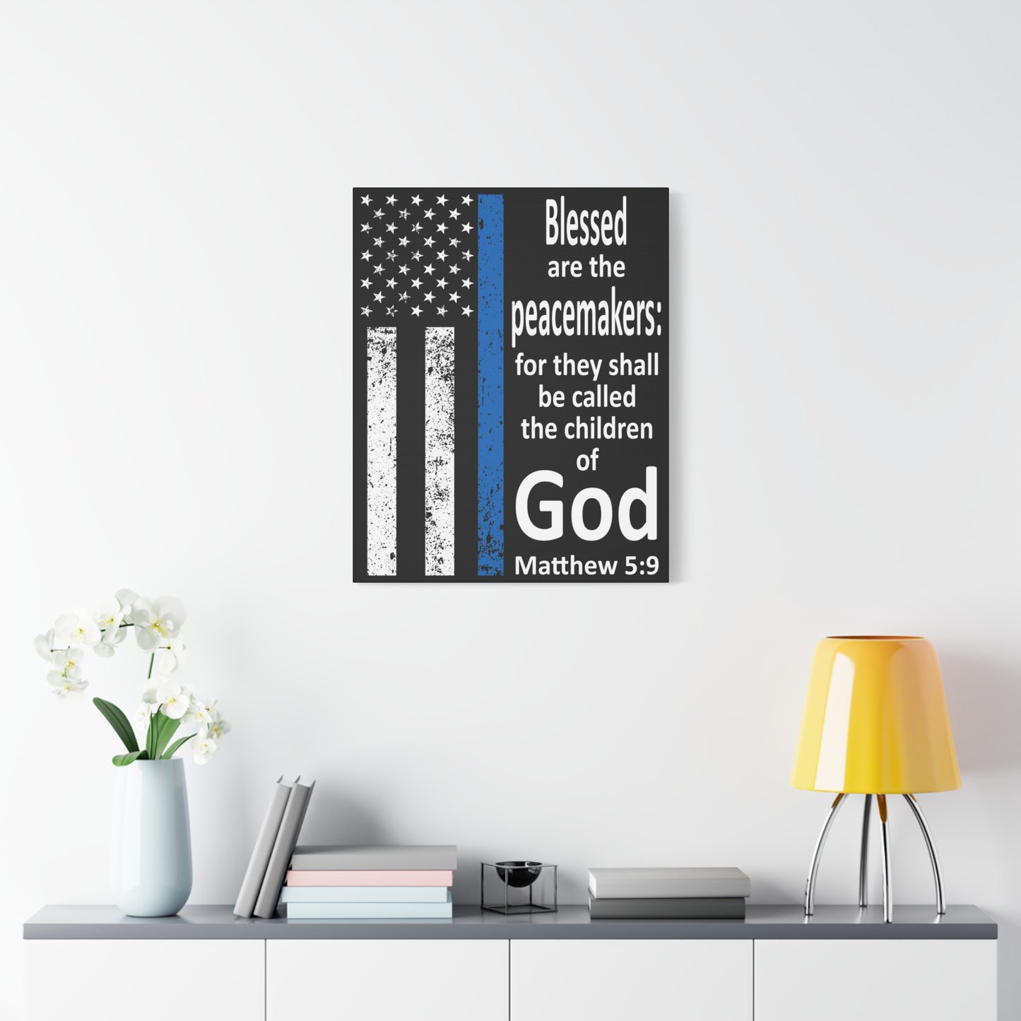 Scripture Walls Matthew 5:9 Police Officer Sign Bible Canvas Christian Wall Art Ready to Hang Unframed