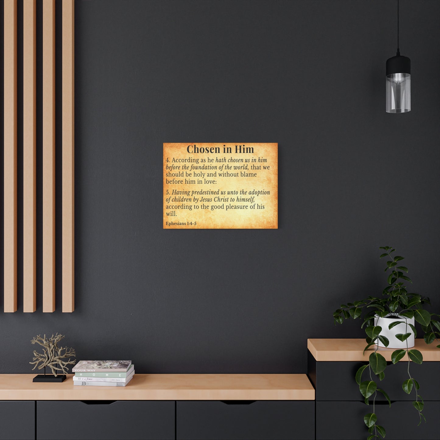 Scripture Walls Ephesians 1:4-5 Chosen in Christ Gold Bible Verse Canvas Christian Wall Art Ready to Hang Unframed