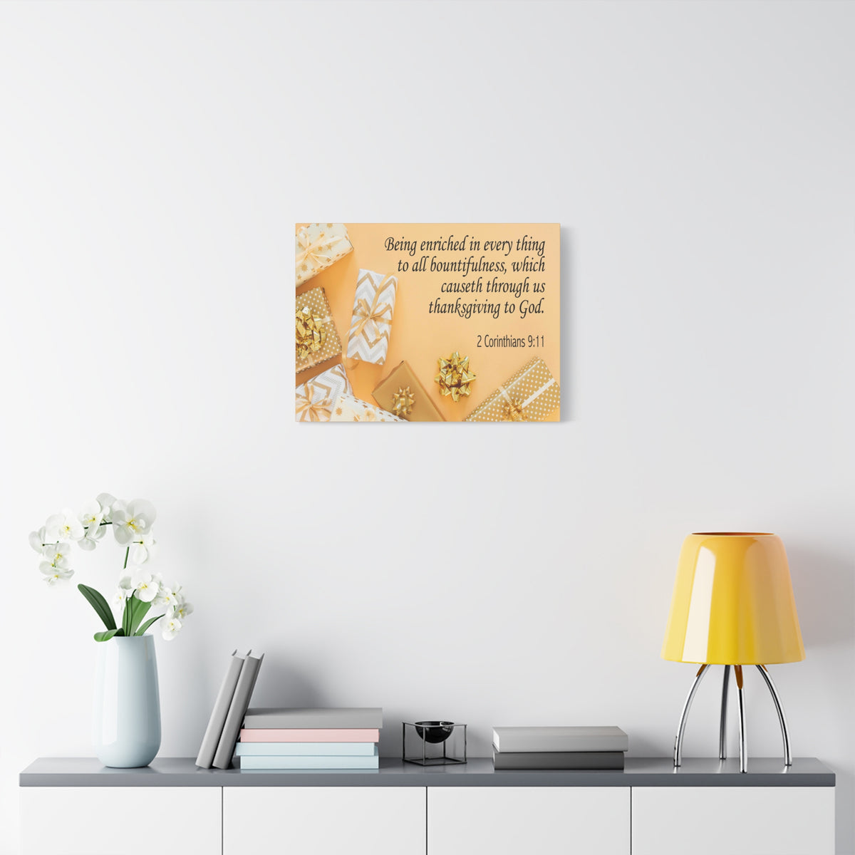 Scripture Canvas Thanksgiving to God 2 Corinthians 9:11 Christian Wall Art Bible Verse Print Ready to Hang