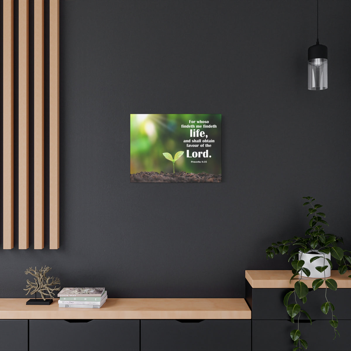 Scripture Canvas Favour of The Lord Proverbs 8:35 Christian Wall Art Bible Verse Print Ready to Hang