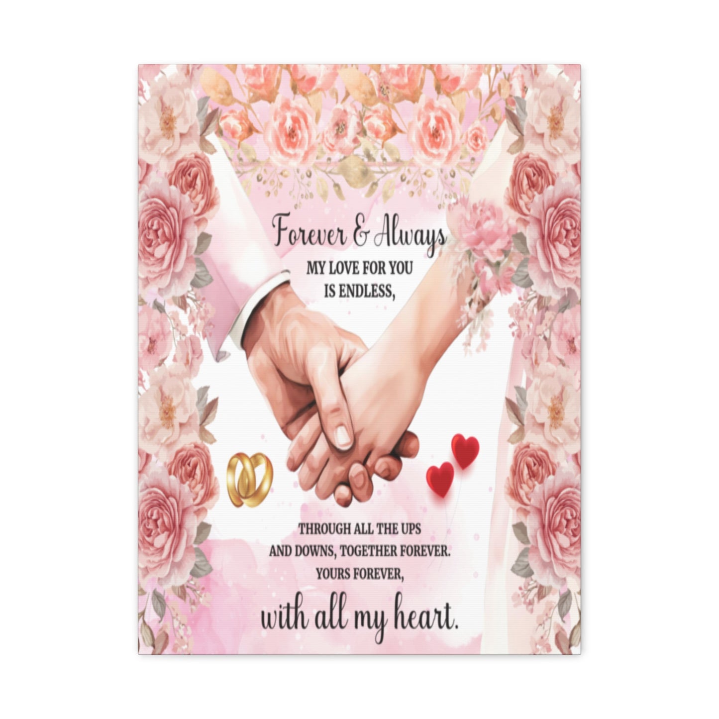 To My Wife Forever & Always Floral Canvas Wall Art – Romantic Wedding & Anniversary Gift