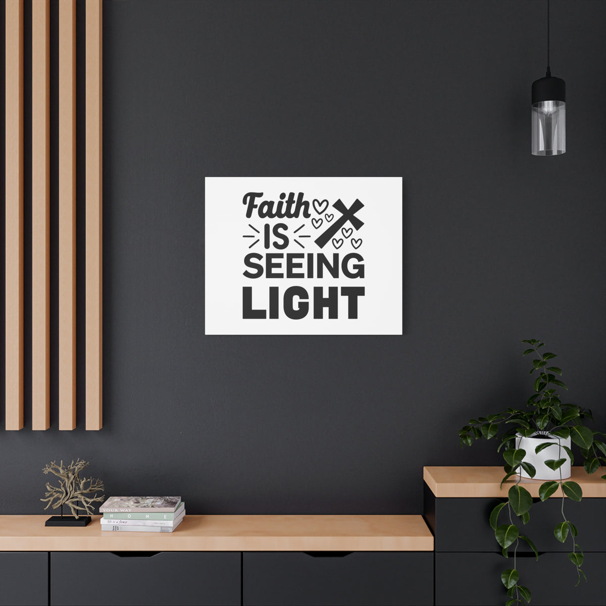 Scripture Canvas Faith Is Seeing Light John 8:12 Christian Wall Art Bible Verse Print Ready to Hang