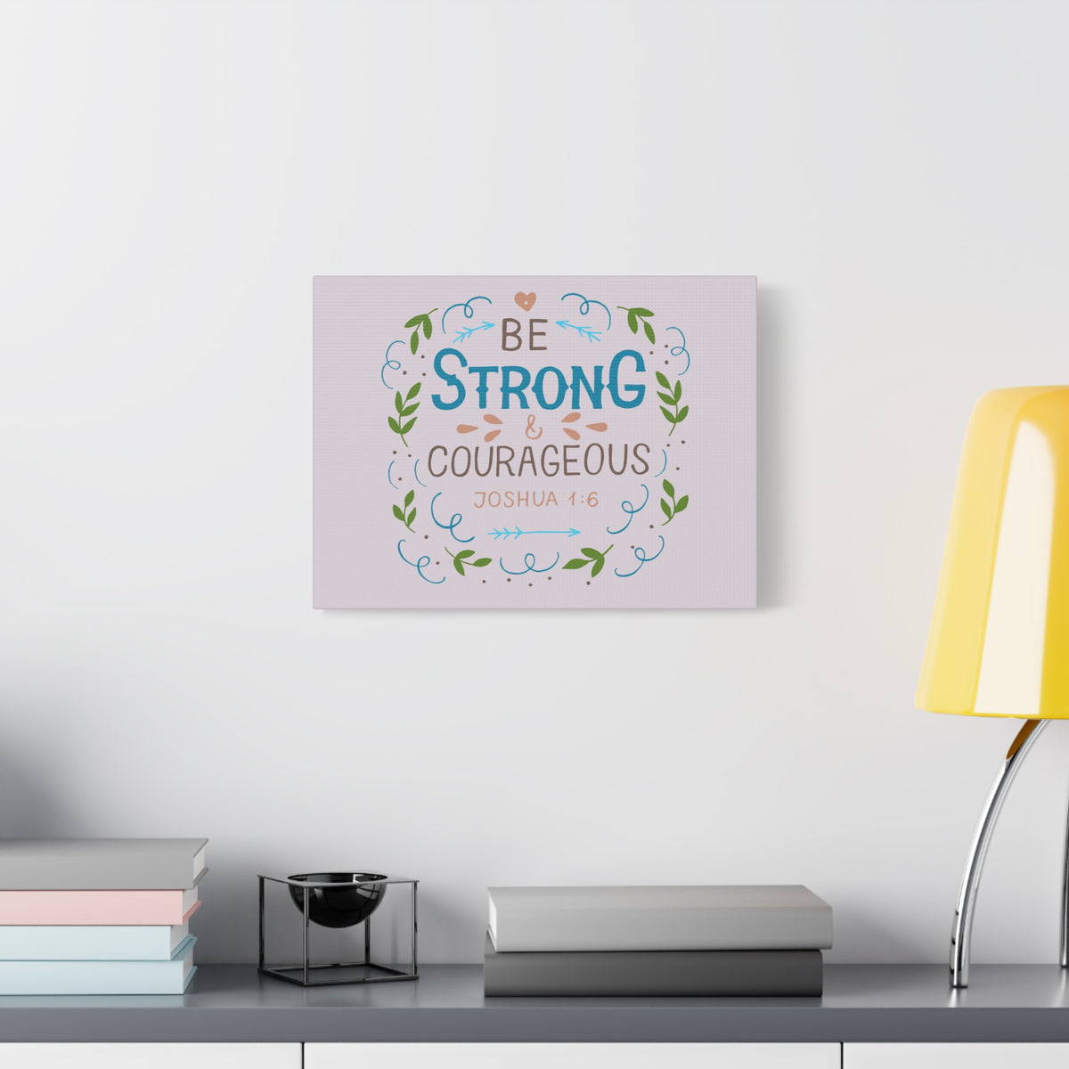 Scripture Canvas Be Strong Pink Joshua 1:6 Christian Wall Art Bible Verse Print Ready to Hang