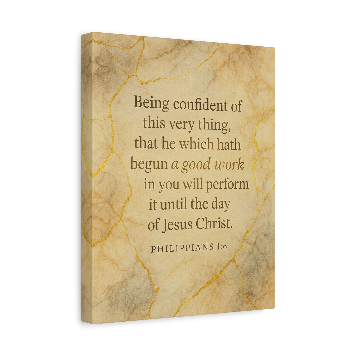 Bible Verse Canvas Philippians 1:6 Christian Home Décor Wall Art Scripture Ready to Hang Faith Print