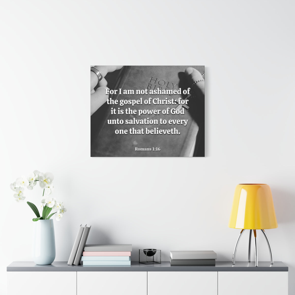 Scripture Canvas God Unto Salvation Romans 1:16 Christian Wall Art Bible Verse Print Ready to Hang