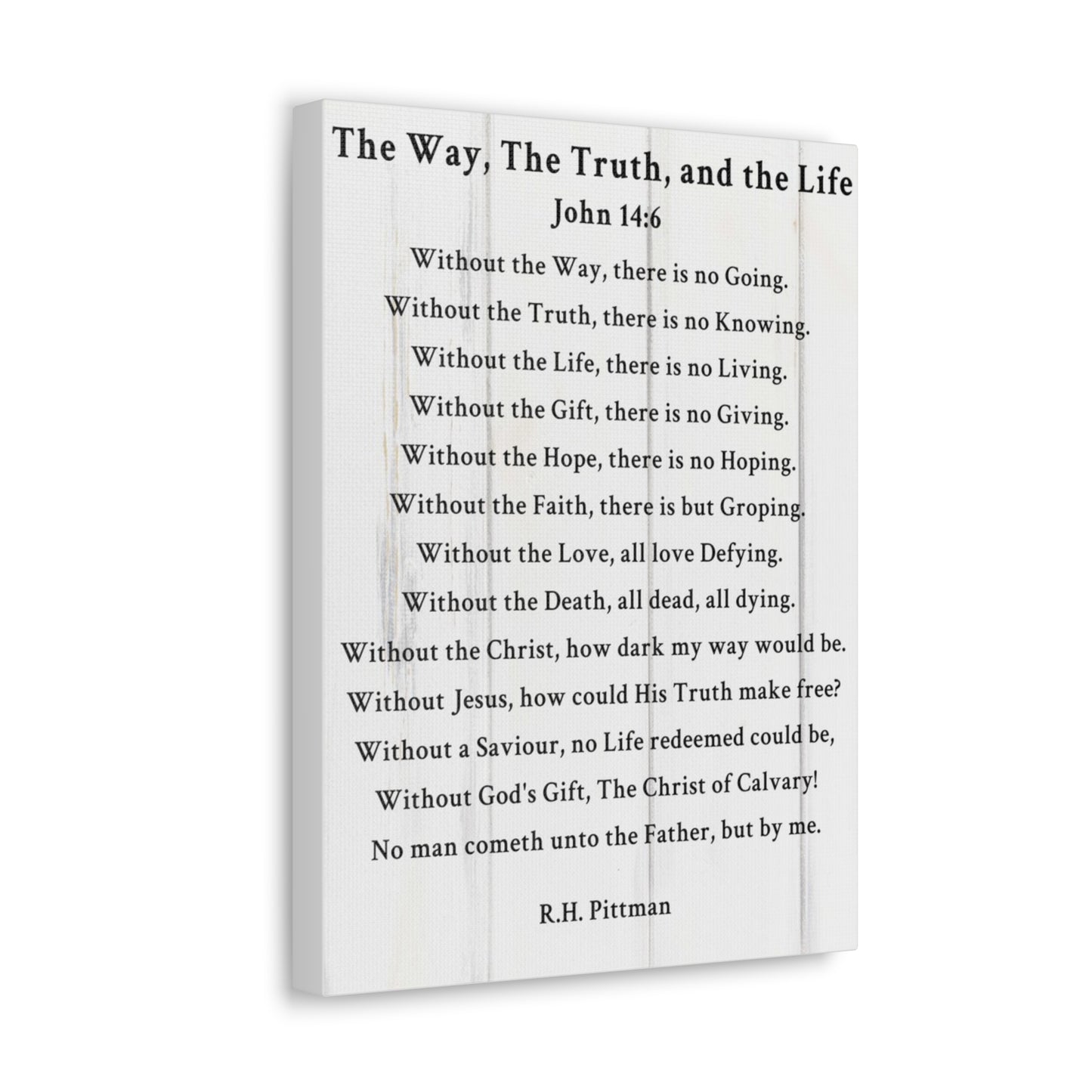 Way Truth Life John 14:6 White Bible Verse Canvas Christian Wall Art Ready to Hang Unframed