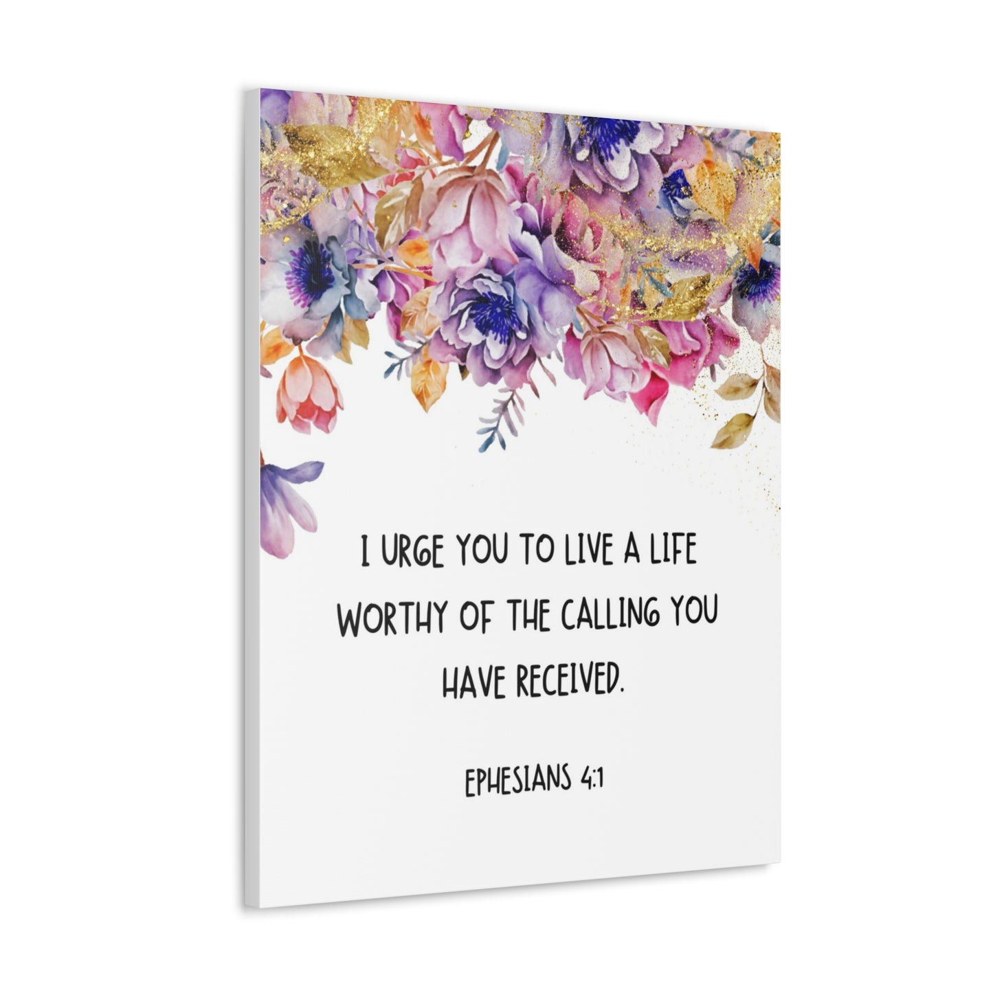 Worthy Of The Calling Ephesians 4:1 Floral Bible Verse Canvas Christian Wall Art Ready to Hang