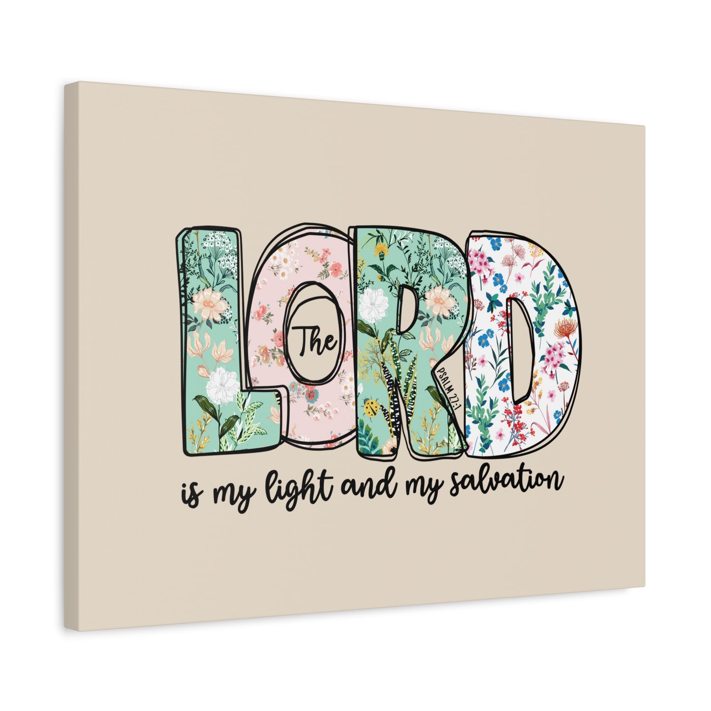 Scripture Walls Light And My Salvation Floral Psalm 27:1 Bible Verse Canvas Christian Wall Art Ready to Hang