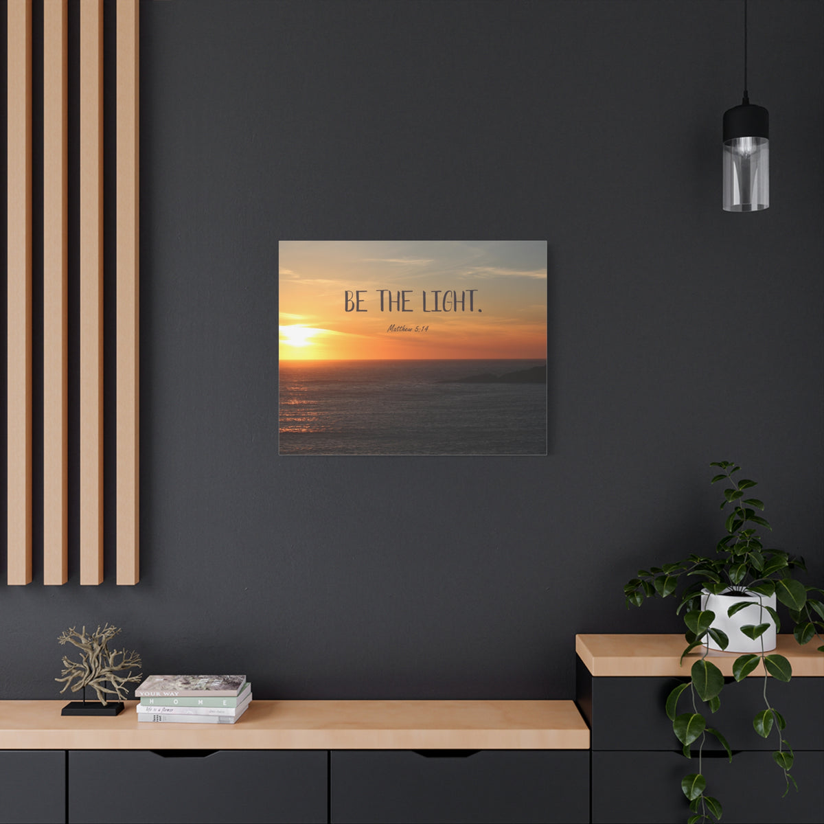 Scripture Canvas The Light Matthew 5:14 Christian Wall Art Bible Verse Print Ready to Hang