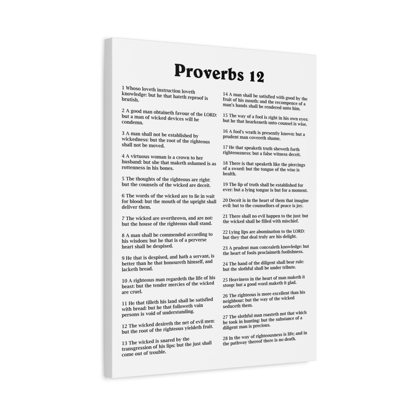 Scripture Walls Proverbs Chapter 12 White Bible Canvas Christian Wall Art Ready to Hang Unframed