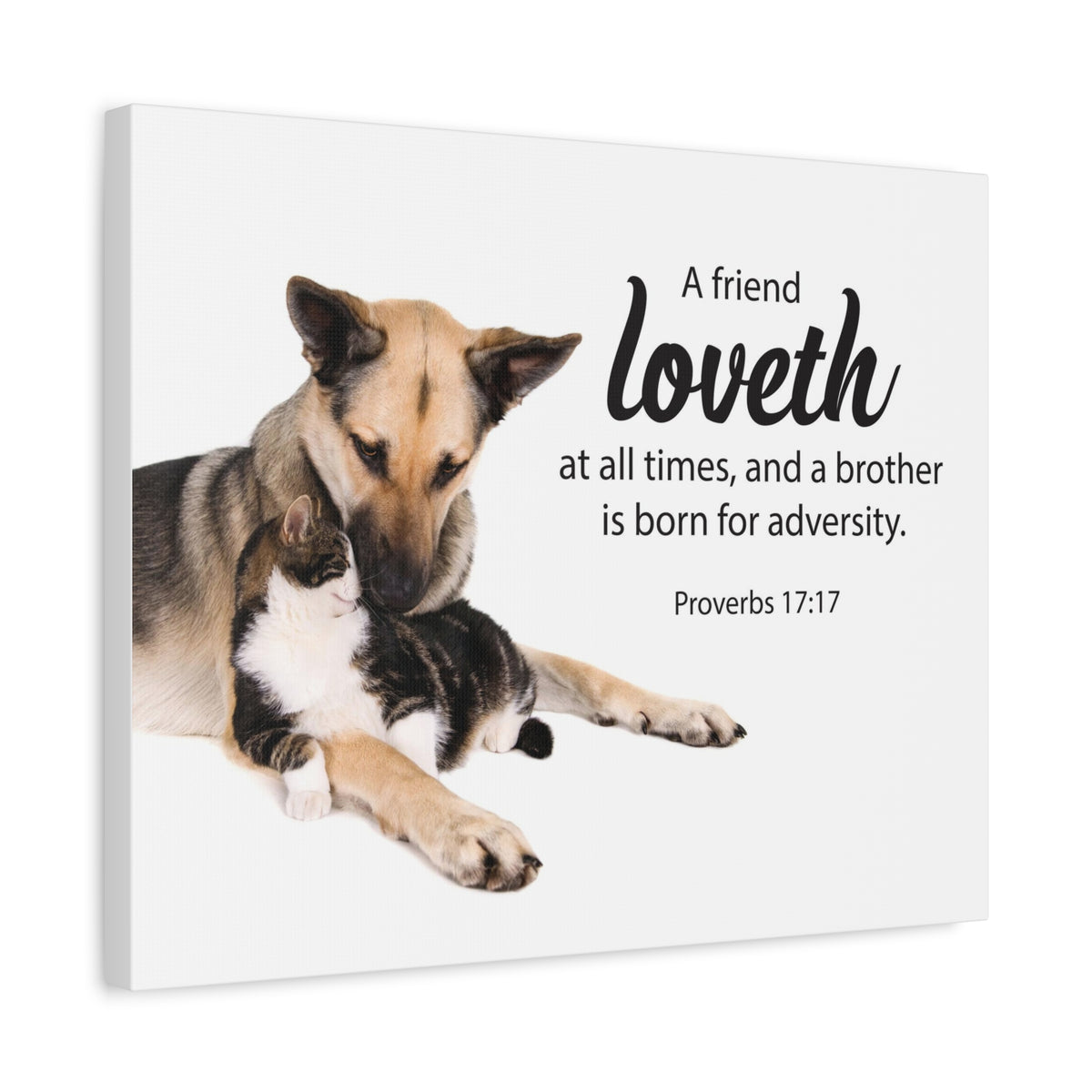 Scripture Canvas A Friend at All Times Proverbs 17:17 Christian Wall Art Bible Verse Print Ready to Hang