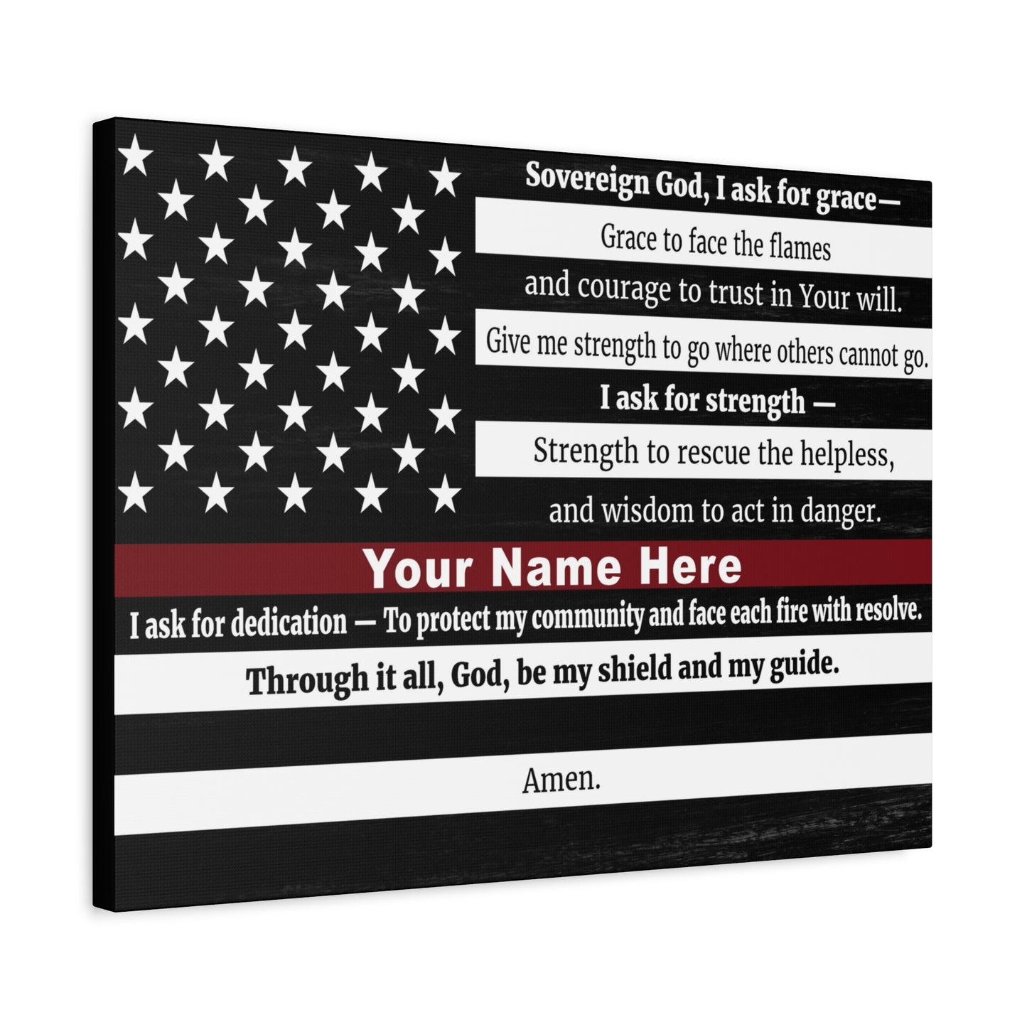 Personalized Firefighter's Prayer Bible Canvas Christian Wall Art Ready to Hang Unframed